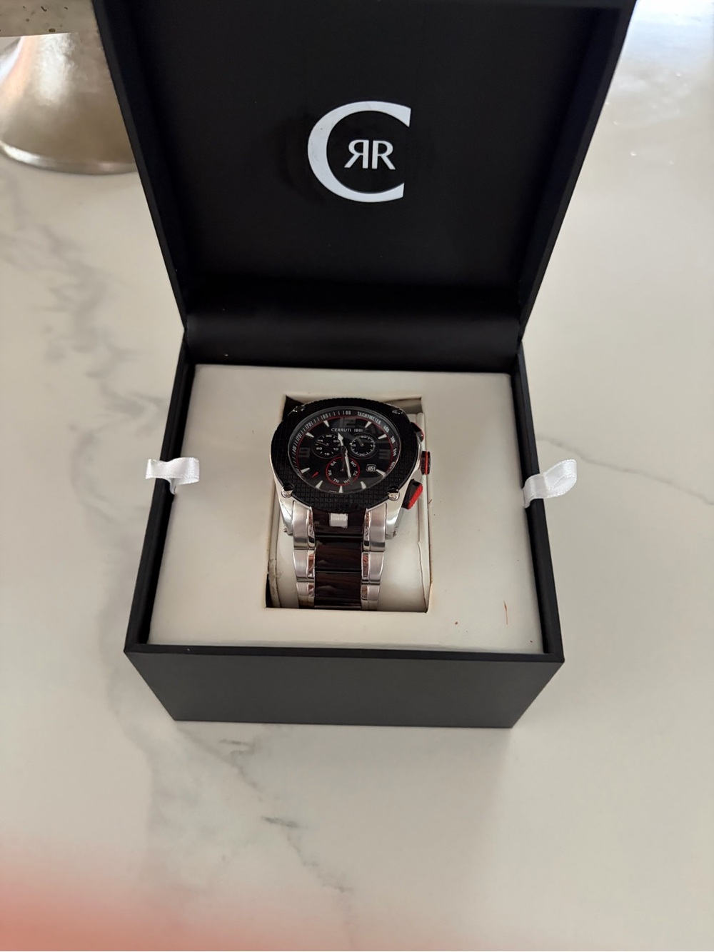Men’s Cerruti 1881 Black and Silver Chronograph Wrist Watch